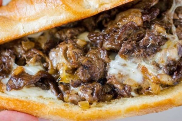 Classic Philly Cheesesteak Sandwich, homemade and freshly served