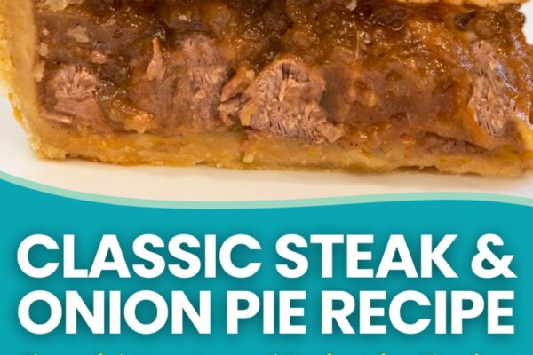 Classic Steak & Onion Pie, homemade and freshly served