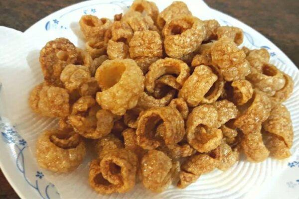 Crispy Pork Skin Crackers, homemade and freshly served