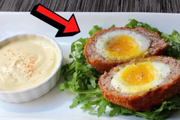 Crispy Sausage-Wrapped Eggs, homemade and freshly served