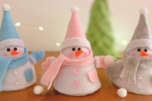 Finished Felt Snowman Christmas Ornament, a completed DIY project