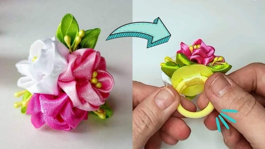 Finished Flowers Using Satin Ribbon, a completed DIY project