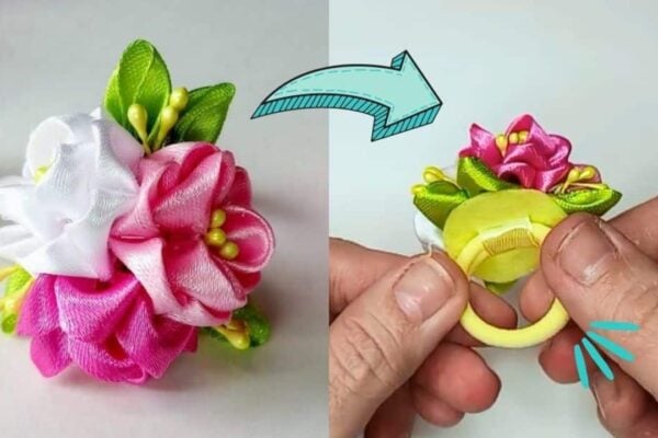 Finished Flowers Using Satin Ribbon, a completed DIY project