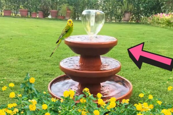 Finished Fountain Using Clay Saucers, a completed DIY project