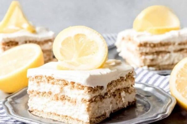 Lemon Icebox Cake, homemade and freshly served