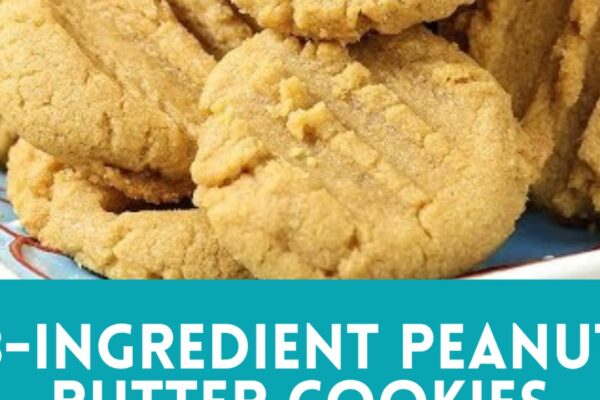 3-Ingredient Peanut Butter Cookies, homemade and freshly served