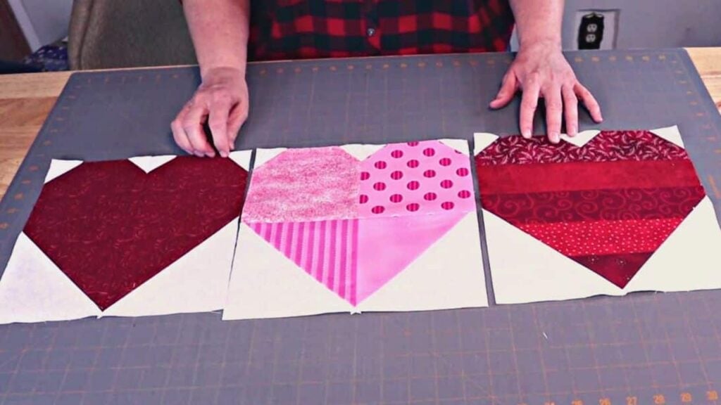 Pieced Heart Quilt Blocks, homemade and freshly served