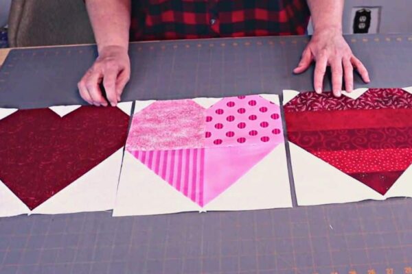 Pieced Heart Quilt Blocks, homemade and freshly served