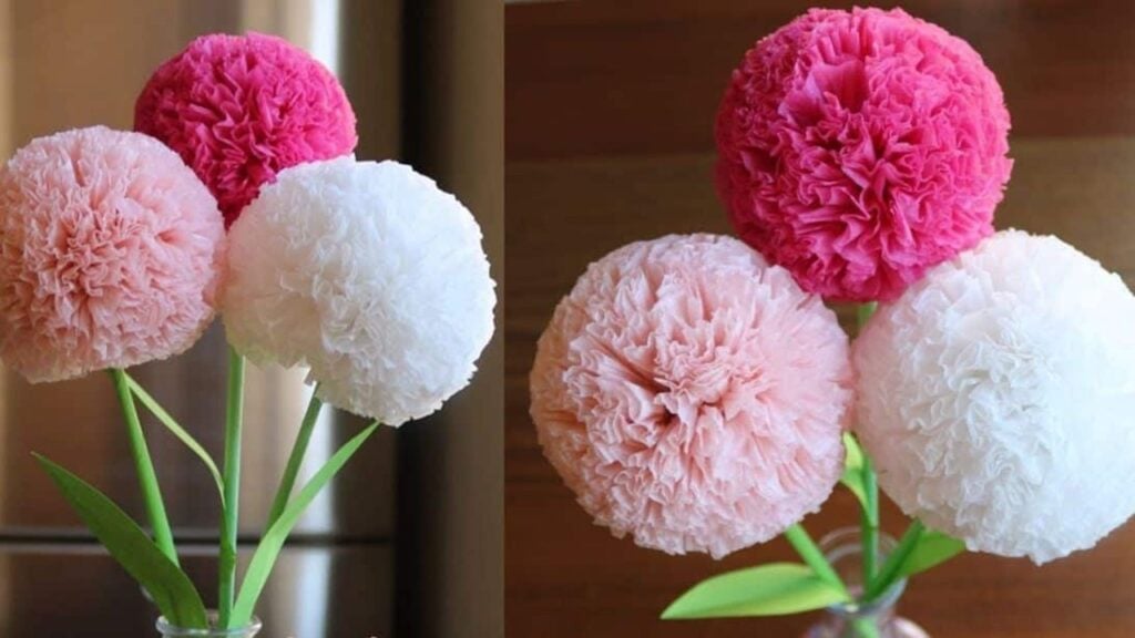 Finished Round Tissue Paper Flower, a completed DIY project