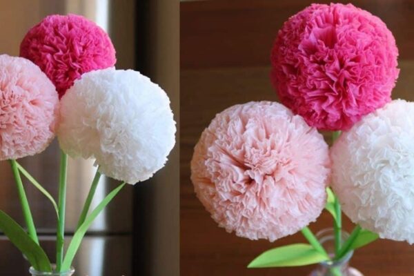 Finished Round Tissue Paper Flower, a completed DIY project