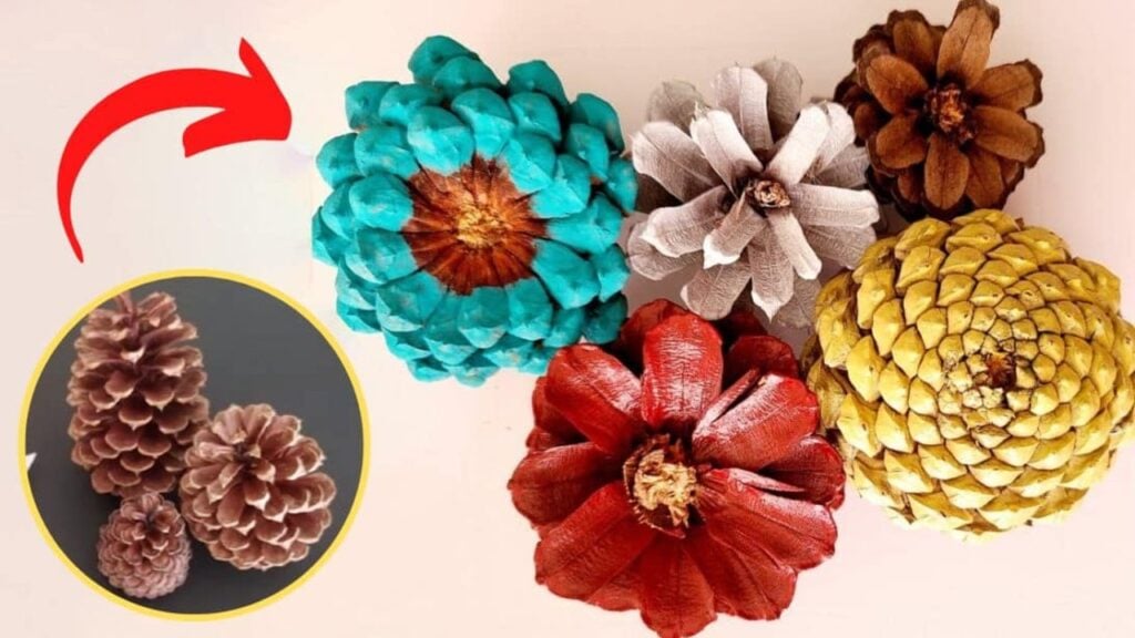 Finished Simple Pinecone Flowers, a completed DIY project