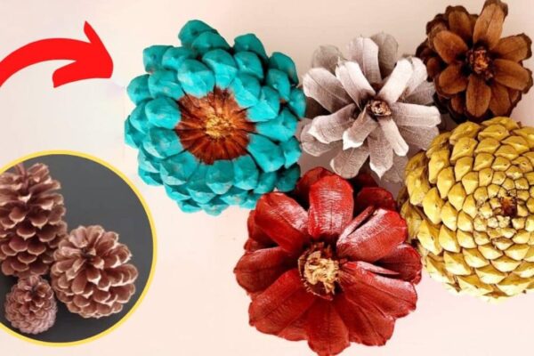Finished Simple Pinecone Flowers, a completed DIY project