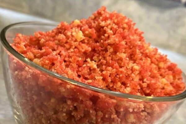 Strawberry Crumble Crunch Topping, homemade and freshly served