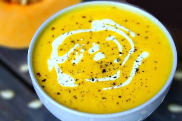 the Best Creamy Vegetable Pumpkin Soup, homemade and freshly served
