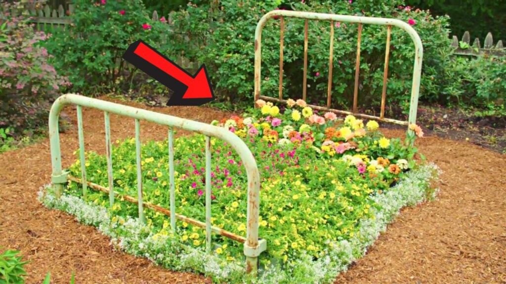 Finished Repurpose An Old Bed Frame Into A Flower Bed, a completed DIY project