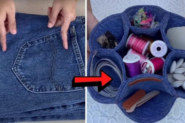 Finished How To Sew A Denim Tray Using Old Jeans, a completed DIY project