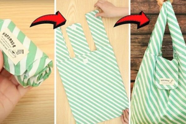 Finished How To Sew A DIY Folding Shopping Bag, a completed DIY project