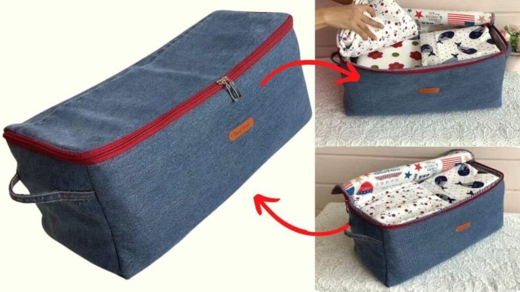 Finished How to Sew a Large Suitcase From Old Jeans, a completed DIY project