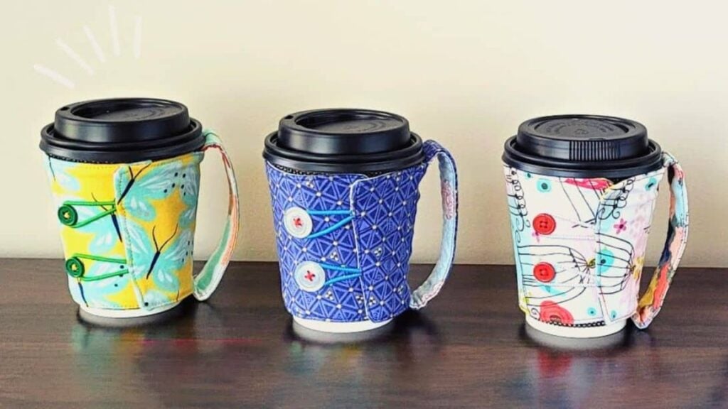 Finished How To Sew A Reversible Coffee Cup Cozy With Handle, a completed DIY project