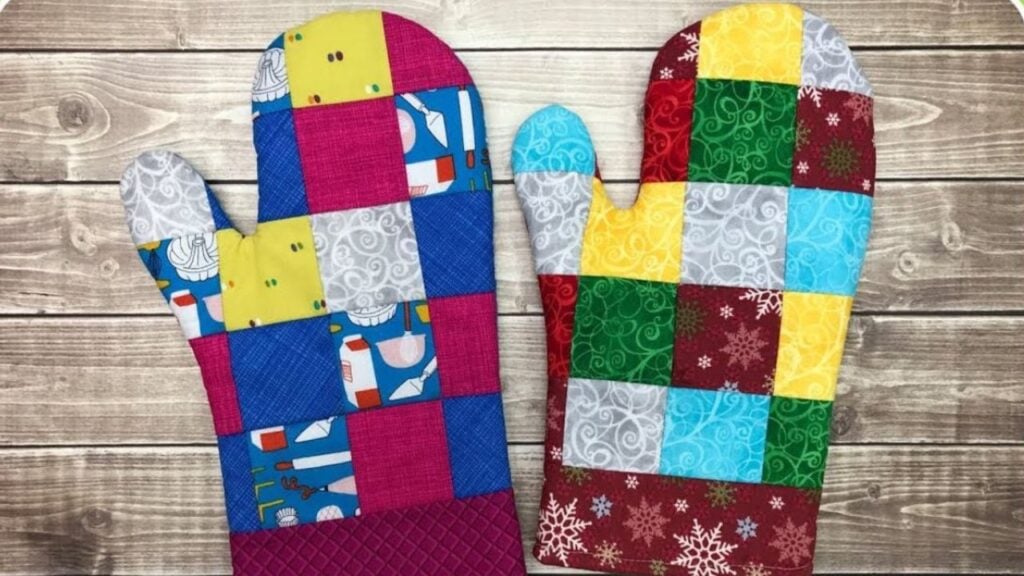 Finished How to Sew Patchwork Oven Mittens, a completed DIY project