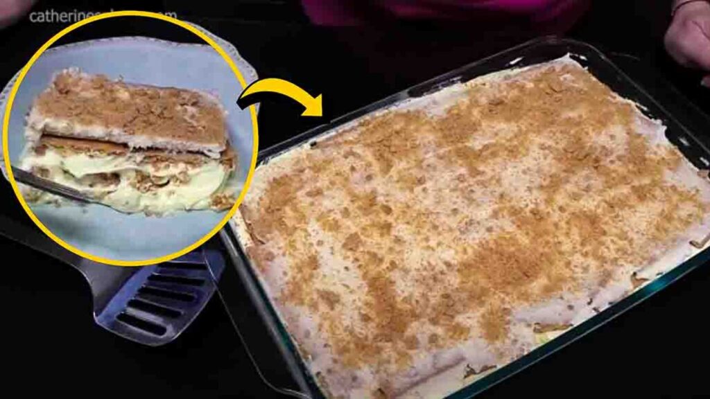 No-Bake Icebox Lemon Dessert Cake, homemade and freshly served