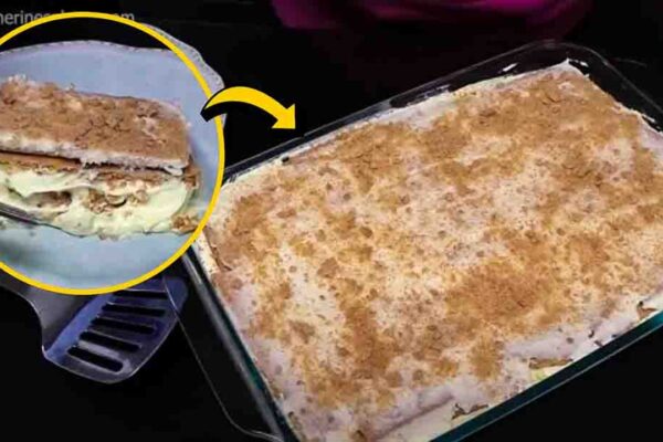 No-Bake Icebox Lemon Dessert Cake, homemade and freshly served