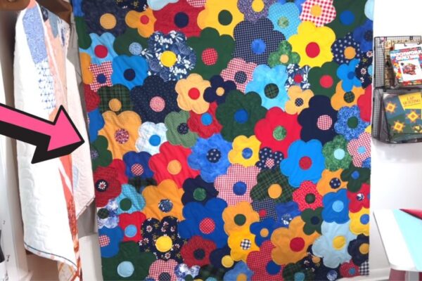 Finished Iconic 1970s Flower Power Applique Quilt, a completed DIY project
