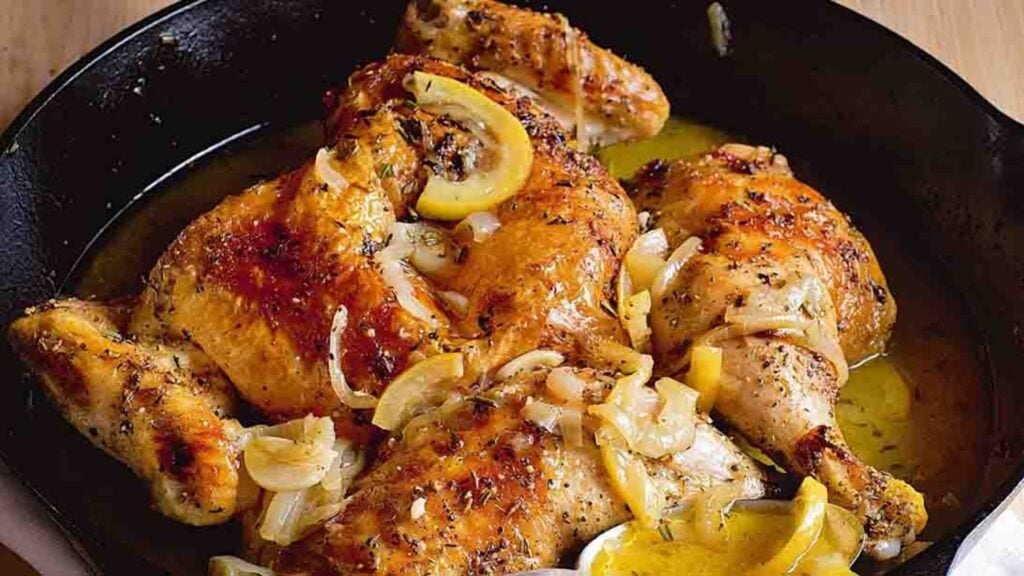 Ina Garten’s Skillet Roasted Lemon Chicken, homemade and freshly served