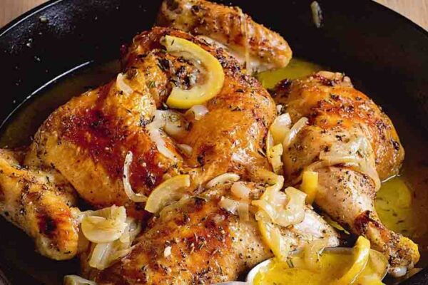 Ina Garten’s Skillet Roasted Lemon Chicken, homemade and freshly served