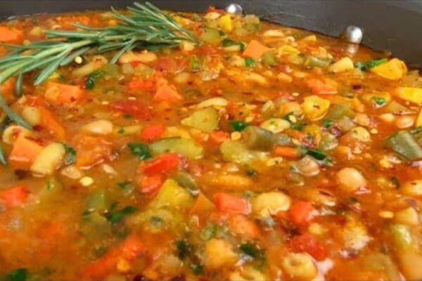 Italian Minestrone Soup, homemade and freshly served