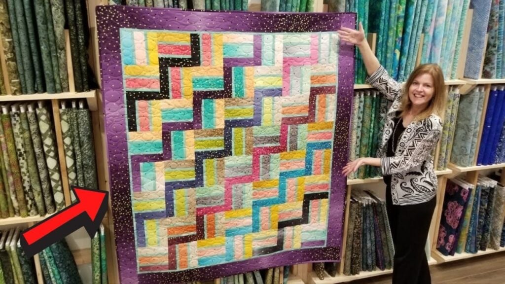 Jelly Roll Modern Rail Fence Quilt, homemade and freshly served