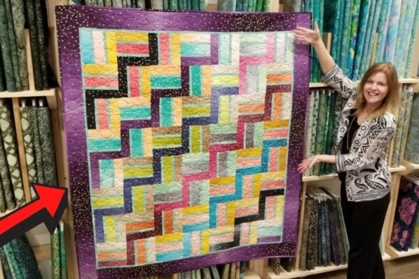 Jelly Roll Modern Rail Fence Quilt, homemade and freshly served