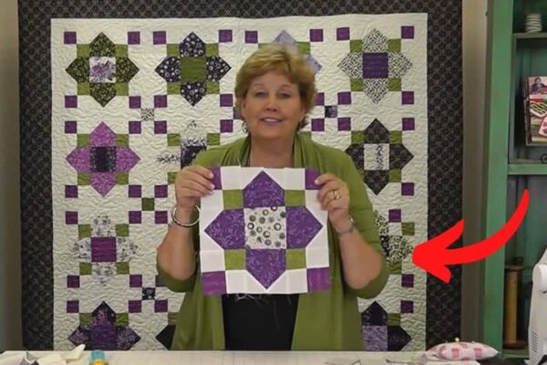 Finished Jenny Doan’s Quatrefoil Quilt Block, a completed DIY project