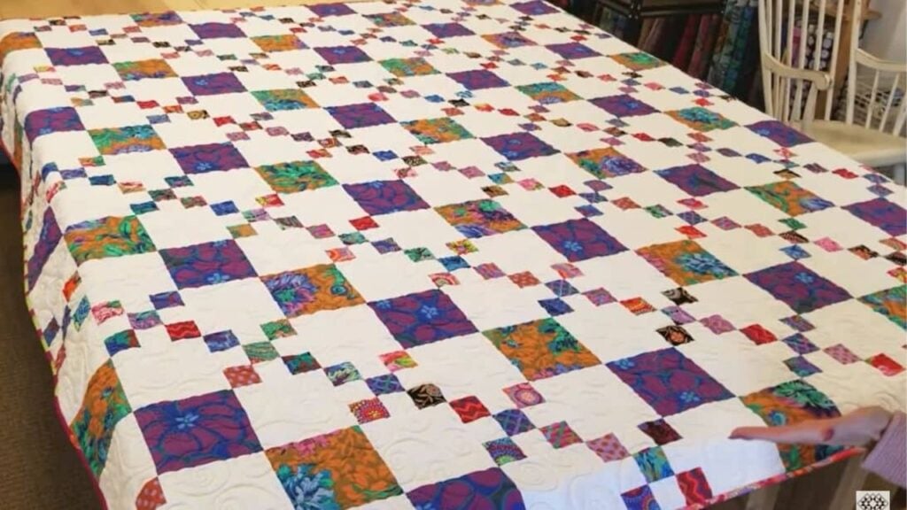 Finished Kaffe Iris Chain Links Quilt Pattern, a completed DIY project