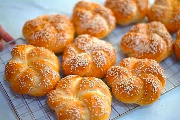 Soft Kaiser Dinner Rolls, homemade and freshly served
