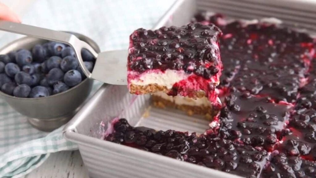 Keto Blueberry Dessert, homemade and freshly served