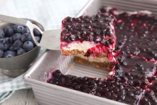 Keto Blueberry Dessert, homemade and freshly served