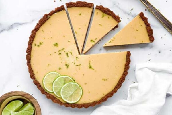 No-Bake Key Lime Cheesecake, homemade and freshly served