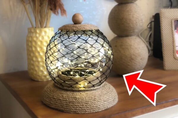 Lamp Made From Glass Globe and Fishnet Socks, homemade and freshly served
