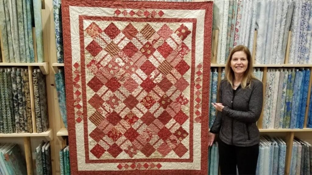 Layer Cake Ribbons Quilt, homemade and freshly served