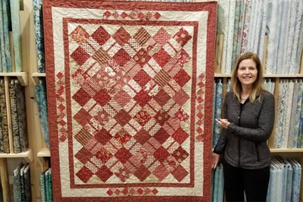 Layer Cake Ribbons Quilt, homemade and freshly served