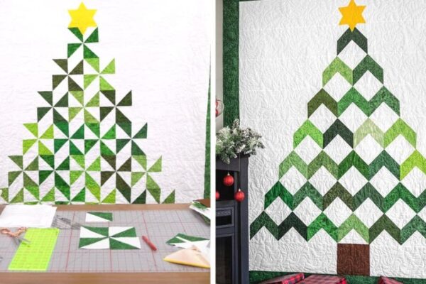 Layer Cakes Christmas Tree Chevron Quilt, homemade and freshly served