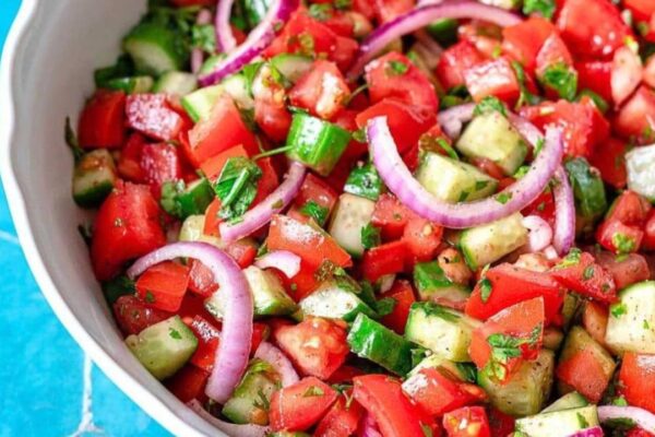 Lazy Mediterranean Salad, homemade and freshly served