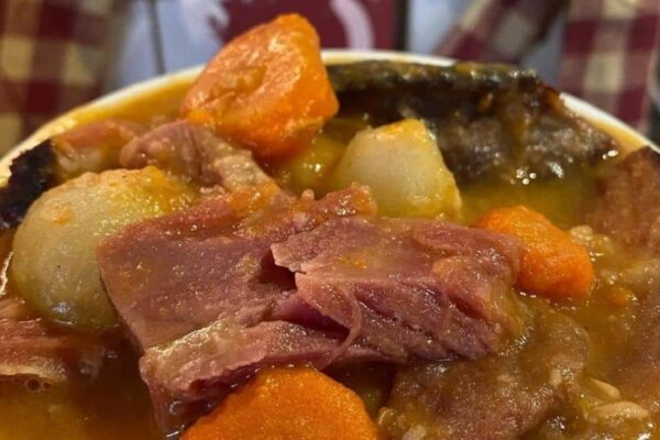 Leftover Ham Bone Soup, homemade and freshly served