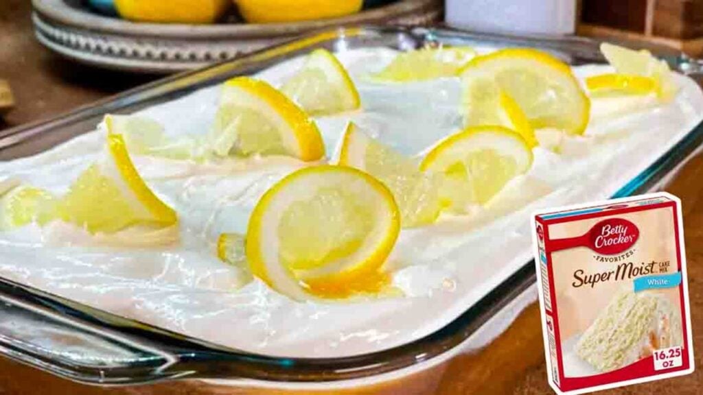 Lemon Cream Cake With Box Cake Mix, homemade and freshly served