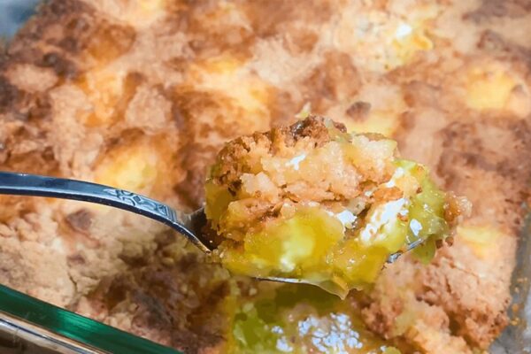 Lemon Dump Cake With Cream Cheese, homemade and freshly served