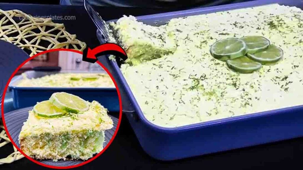 Lemon Lime Refrigerated Cake, homemade and freshly served