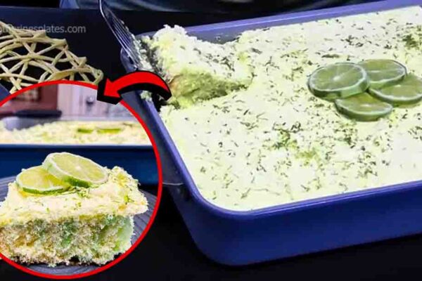 Lemon Lime Refrigerated Cake, homemade and freshly served
