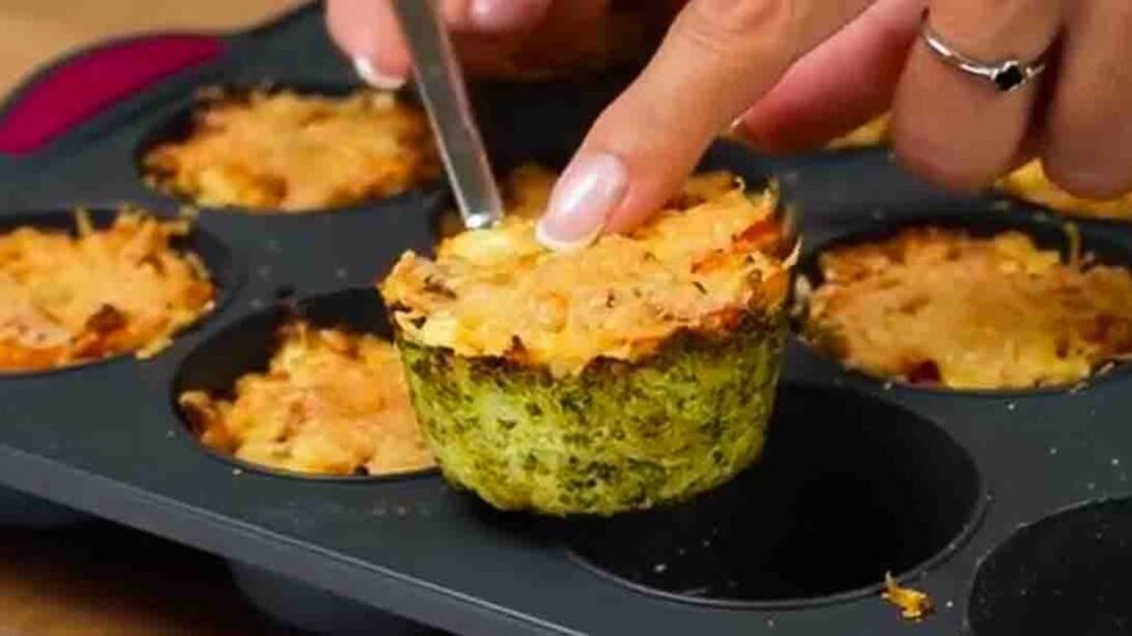 Loaded Cheesy Broccoli Cups, homemade and freshly served