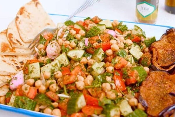Loaded Chickpea Salad, homemade and freshly served